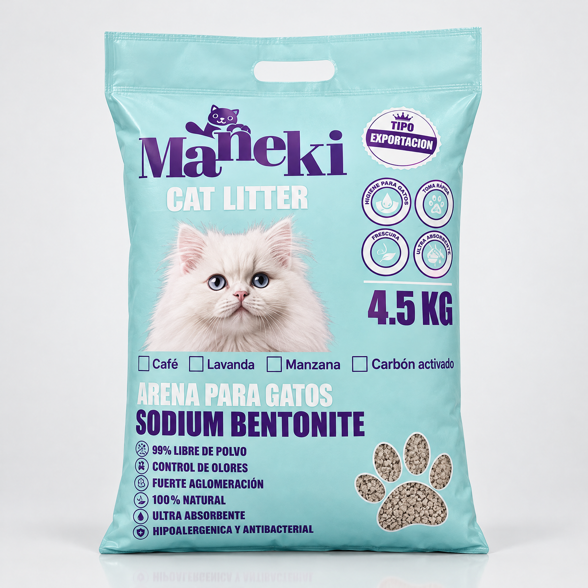 Arena de Bentonita Sódica para Gatos Aroma Carbón activado 4,5 kg