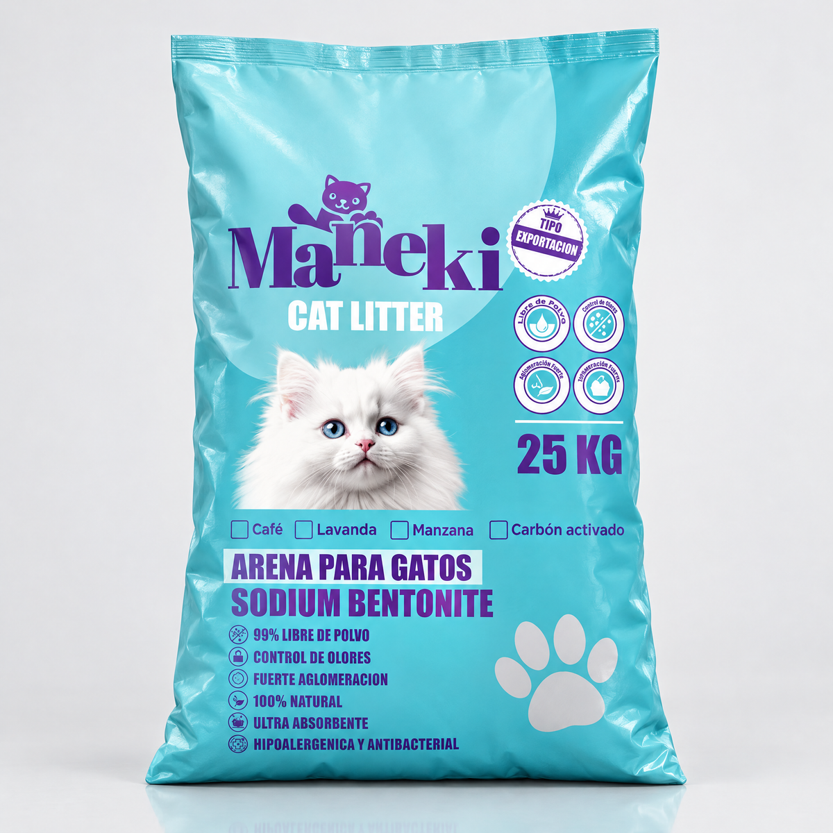 Arena de Bentonita Sódica para Gatos Aroma Carbón activado 25 kg Imagen principal del producto